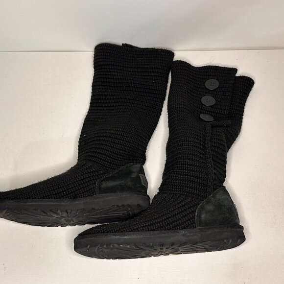 Ugg (5819) Cardy II Black Knit Button Boots Women Size 9 - Picture 7 of 8